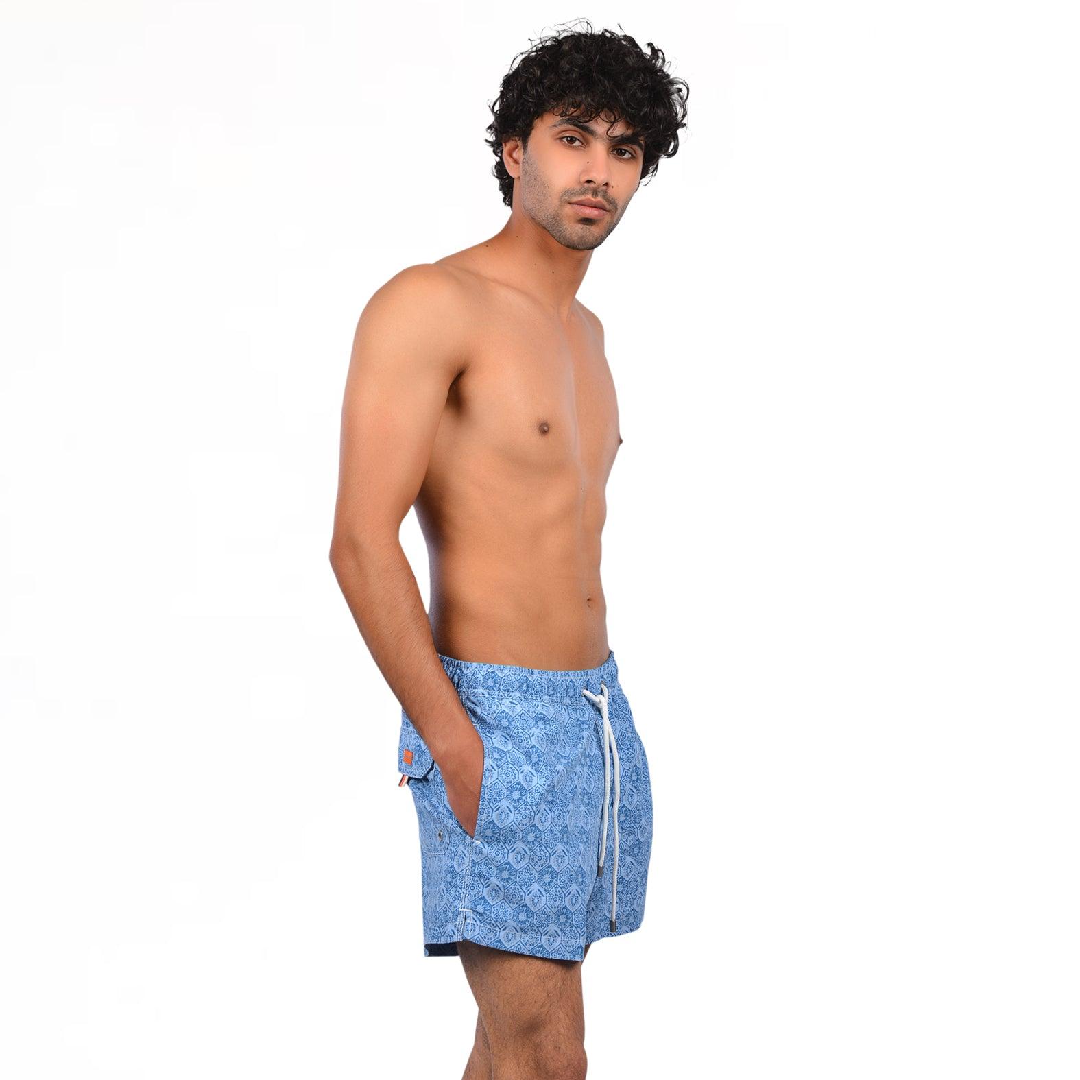 Aqua Flowers Beach Short - Premium Men's Beachwear from Team Sport - Just LE 1549! Shop now at  TIT | Team for International Trading