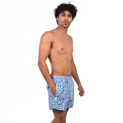 Stripped Light Blue Aquarium Men's Summer Beach Short - {{ collection.title }} - TIT