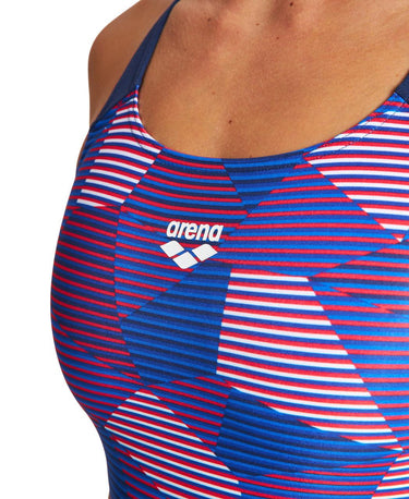 Women's STRIPED GEO SWIM PRO BACK ONE PIECE - {{ collection.title }} - TIT